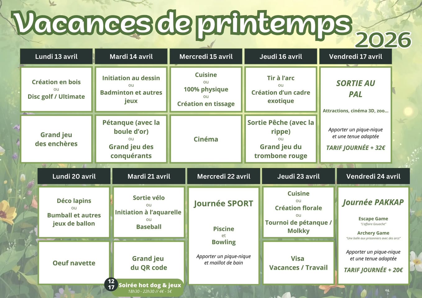 🌸 Centre de loisirs, vacances de printemps 2026 : un programme riche en découvertes pour les enfants !
