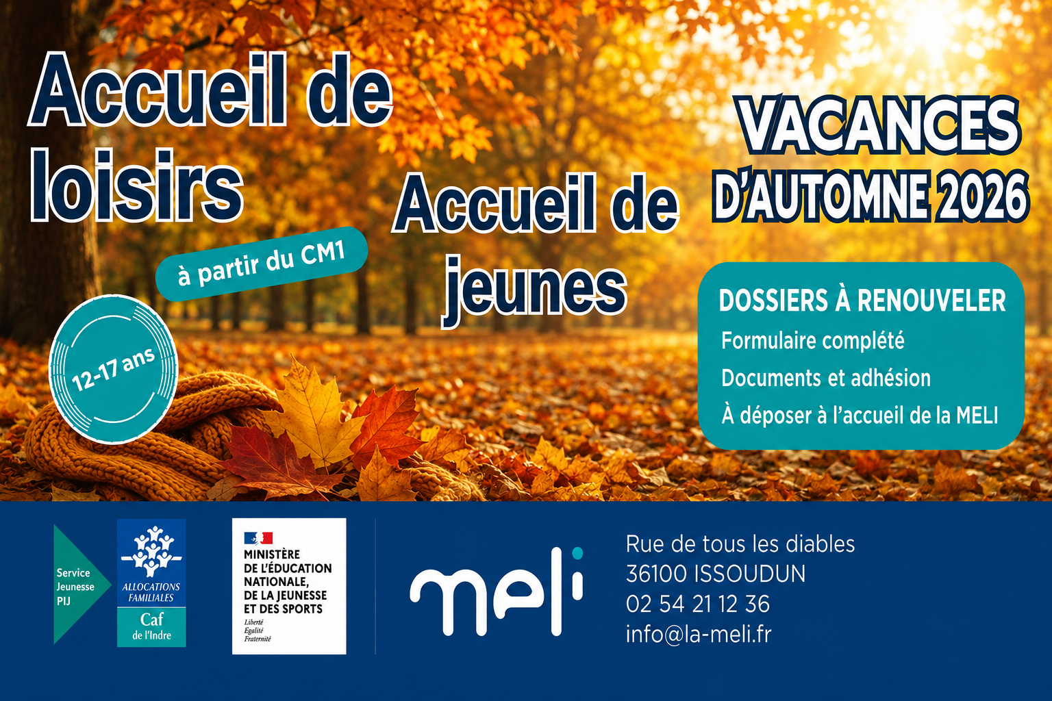 Vacances d’automne 2026 : pensez à renouveler les dossiers d’inscription